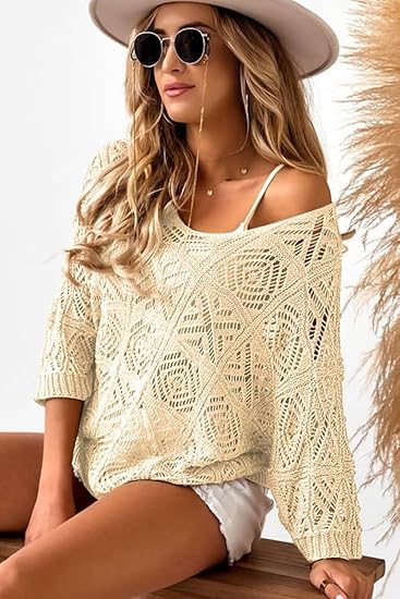 Luxe Crochet Off Shoulder Summer Sweater